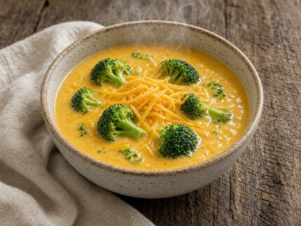 Soupe au brocoli et au cheddar — plat maison, cuisine de Laval