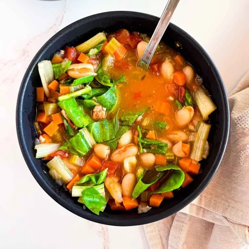 one-bowl-of-canellini-with-swiss-chard-minestrone-by-enrilemoine-1-500x500 Minestrone Soup with Napa Cabbage, Swiss Chard, Canellini Beans, Rice - Image 1