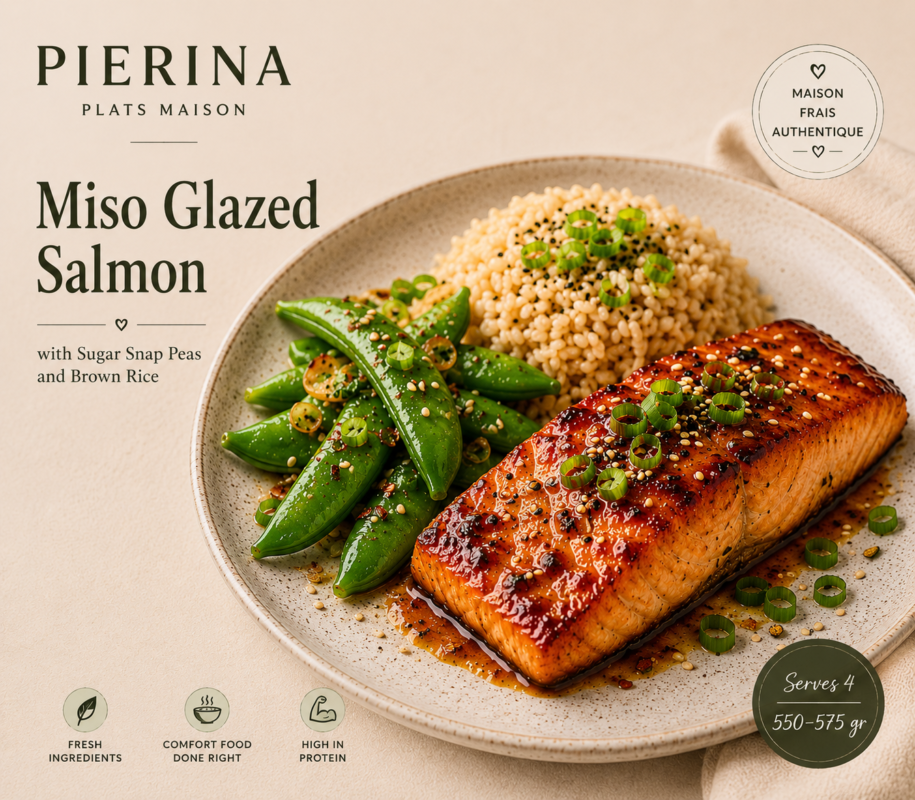 Miso Glazed Salmon with Sugar Snap Peas and Brown Rice