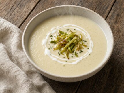 Potage poireaux–pommes de terre — plat maison, cuisine de Laval