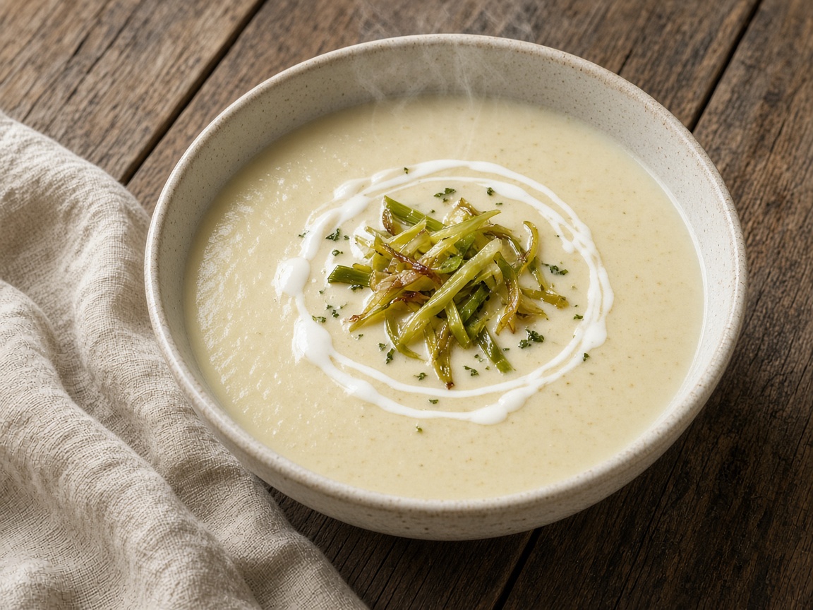Potage poireaux–pommes de terre — plat maison, cuisine de Laval
