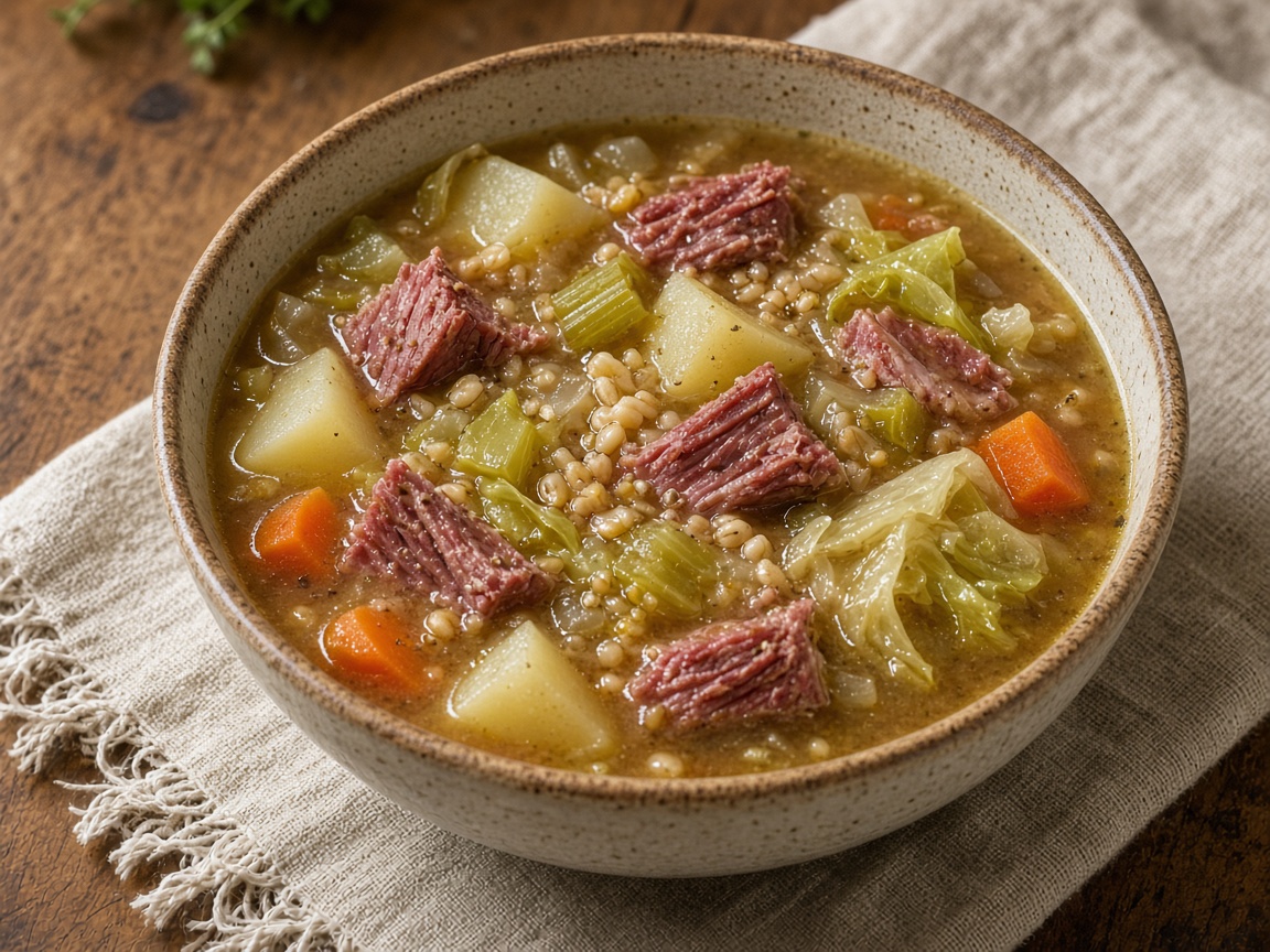 Soupe Irlandaise au Bœuf Salé et au Cho — plat maison, cuisine de Laval