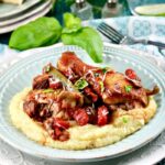 Slow Cooked Chicken Cacciatore on Creamy Polenta