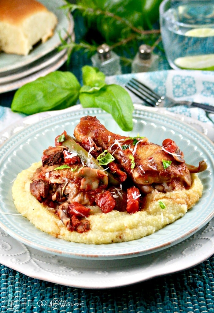 chicken-cacciatore-H-A Slow Cooked Chicken Cacciatore on Creamy Polenta - Image 1