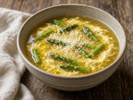 Asparagus and Egg Drop Soup with Bone Broth — homemade meal, Laval kitchen