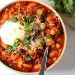 Four Bean Chili with Cheddar and Rice