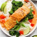 Salmon in Thai Curry with Rice and Broccolini