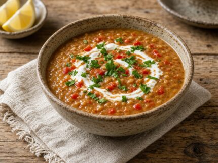 Velouté de lentilles aux saveurs du Moyen‑Orient — plat maison, cuisine de Laval