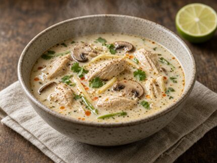 Soupe Thaïlandaise au Poulet et Lait de Coco (Style Tom Kha) — plat maison, cuisine de Laval