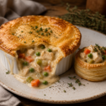 Creamy Chicken and Vegetable Pot Pie with side Vol au Vent