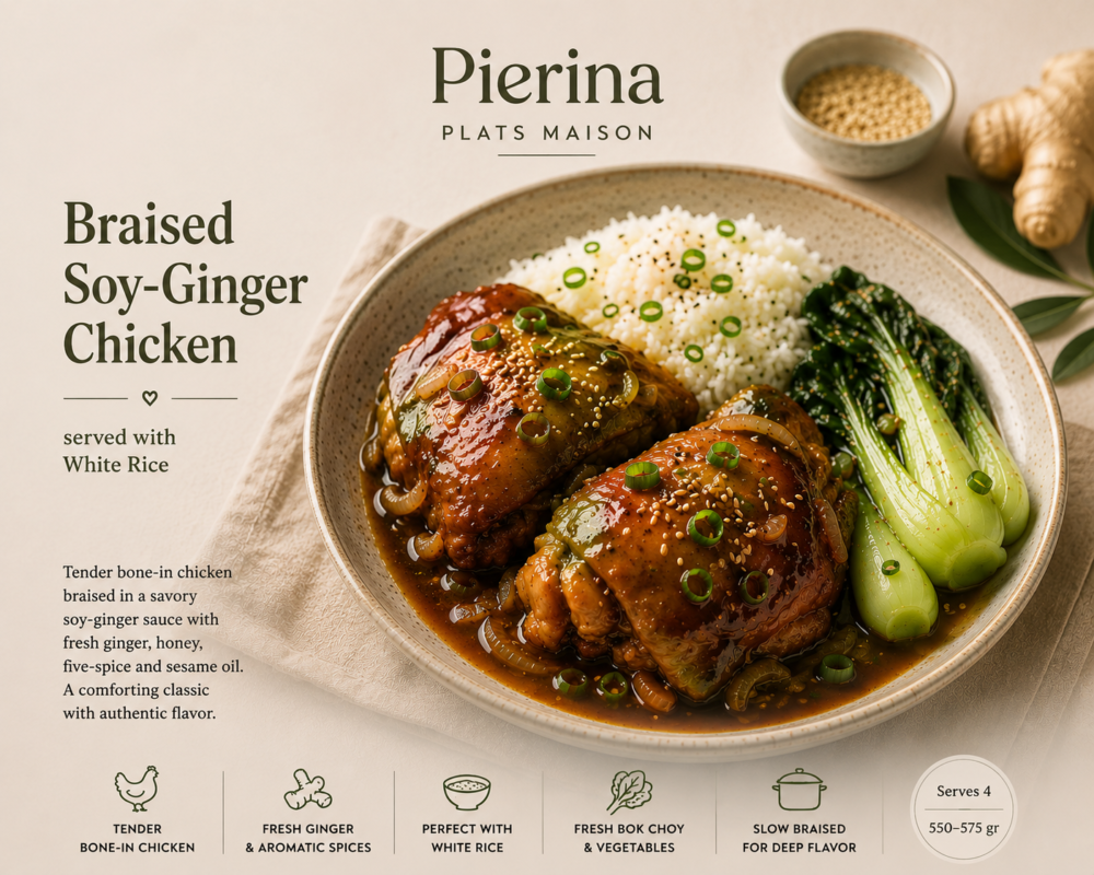 Braised Soy-Ginger Chicken served with White Rice