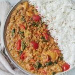 Lentil, Potato & Spinach Indian Curry served with Basmati (Dal Aloo Palak)