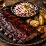BBQ Baby Back Ribs with Side Creamy Coleslaw & Roasted Potatoes