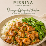 Poulet Orange-Gingembre avec Riz et Pois Mange-Tout Sautés