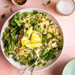Lemony Spinach Feta Orzo Salad with Lentils