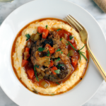 Osso Buco Pork on a bed of Creamy Polenta