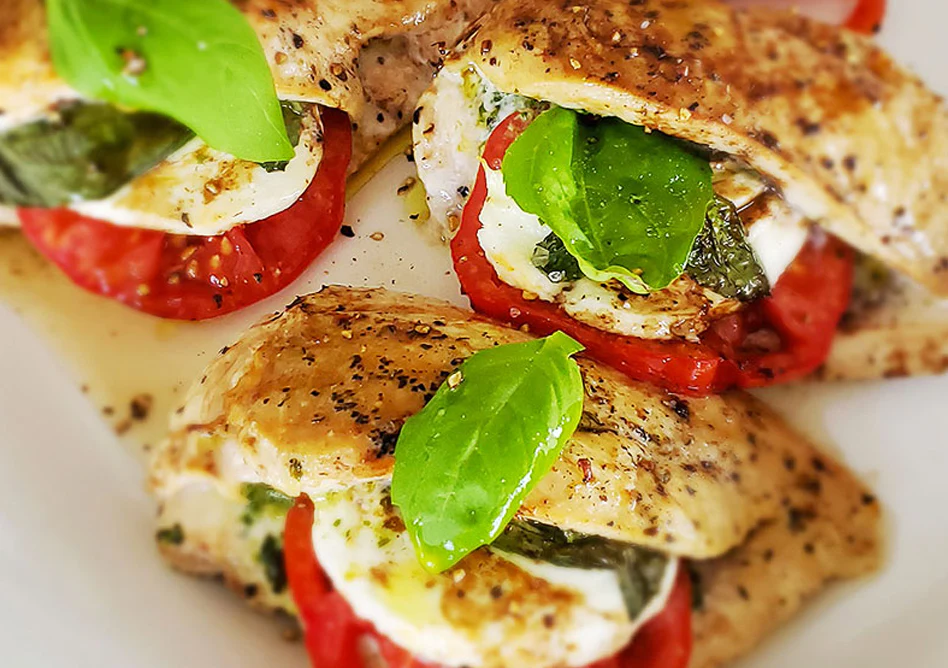 Pan Fried Caprese-Stuffed Chicken w/side Creamy Polenta