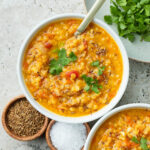 Lemony Red Lentil Soup with Fried Shallots