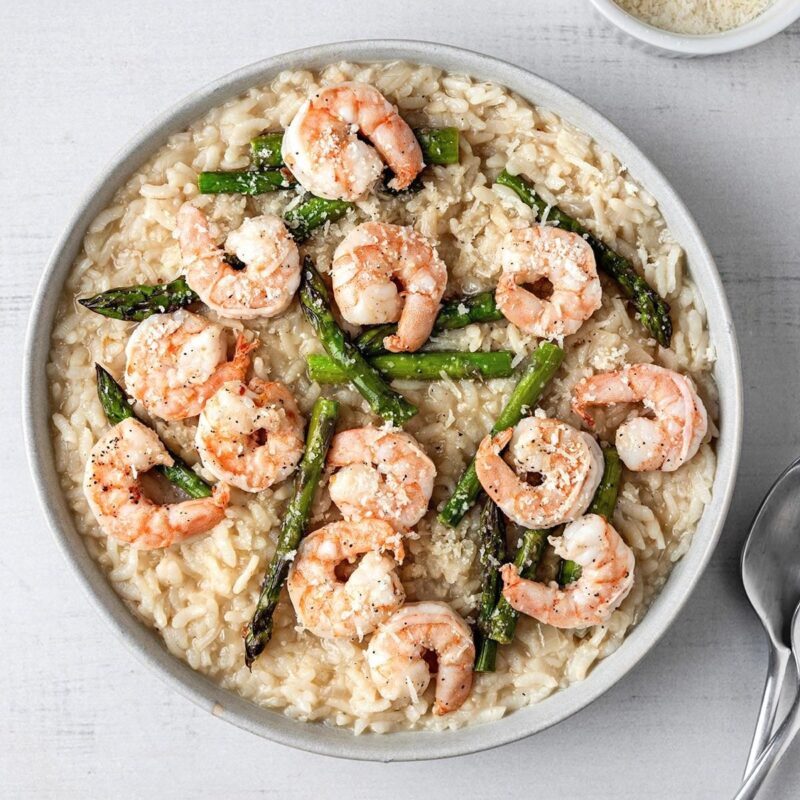 Prawn Risotto with Grilled Asparagus