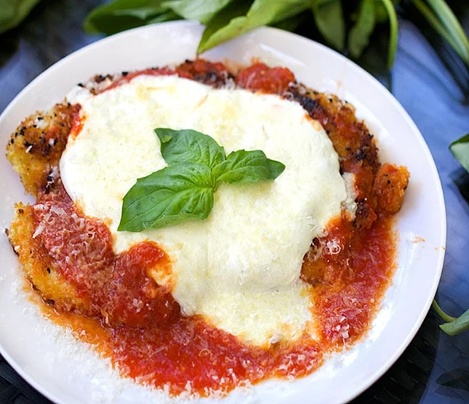 chicken-parm-1-web Chicken Parmigiana with Potato, Tomato & Onion Salad - Image 1