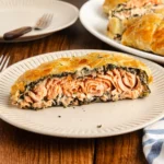 Salmon Wellington with Garlicky Green Beans