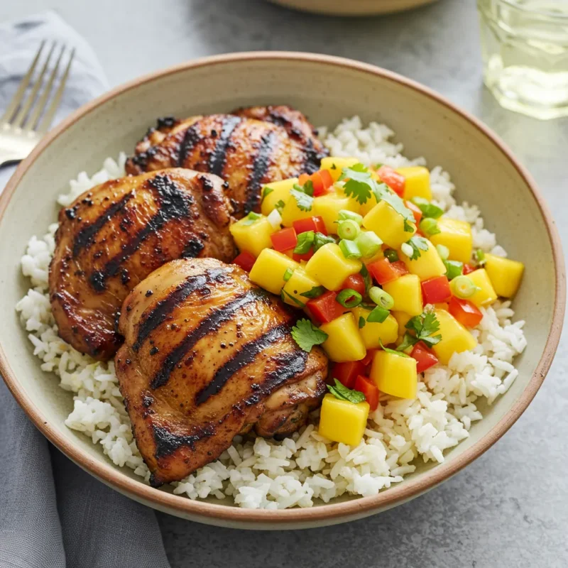Jerk Chicken w/Mango Salsa and Coconut Rice