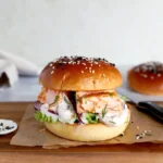Salmon Burgers on Brioche Buns w/side of White Bean Salad
