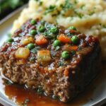 Hubby's Meatloaf, Potato Mash & Peas
