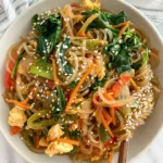 Korean Glass Noodles with Chicken & Vegetables (Japchae)