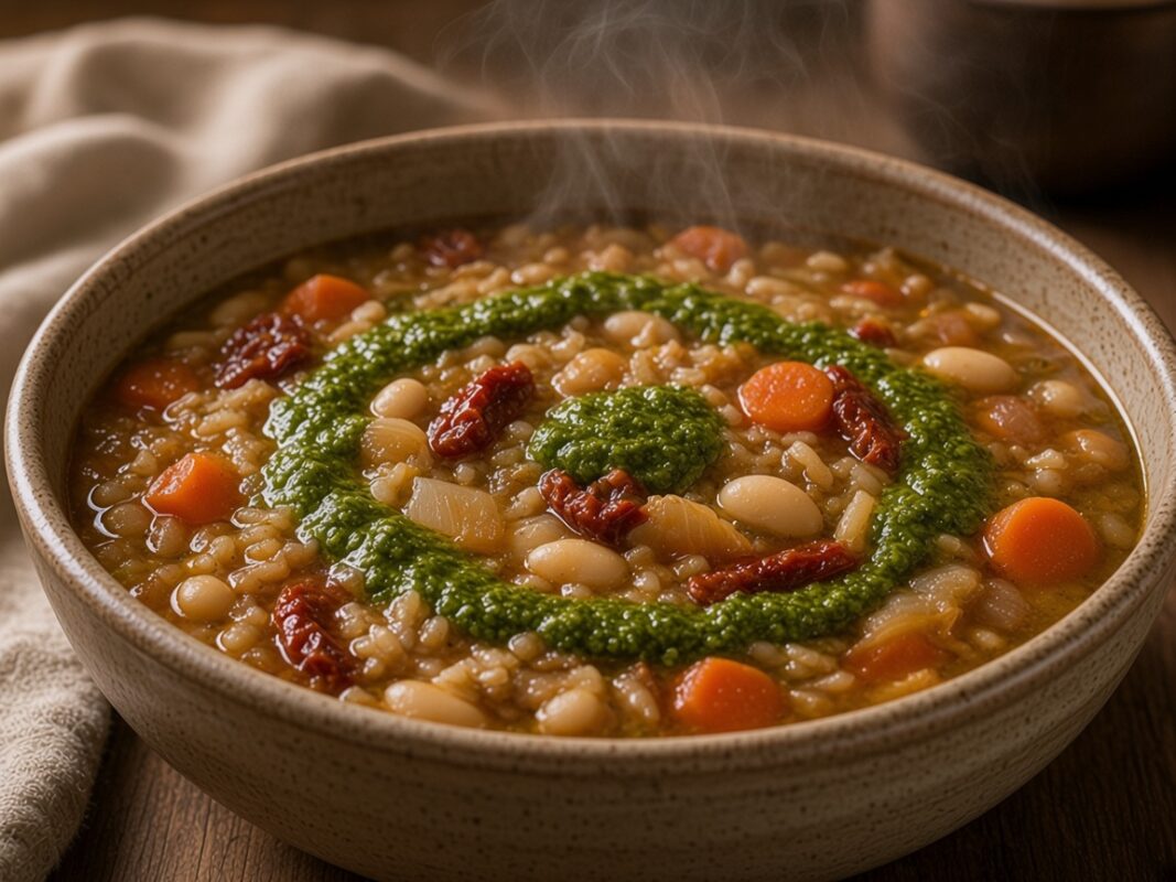 Soupe au poulet rôti et tortellini — plat maison, cuisine de Laval